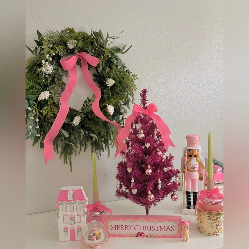 Barbie-Inspired Pink Christmas Tree 22” Coquette Glam Holiday Decor